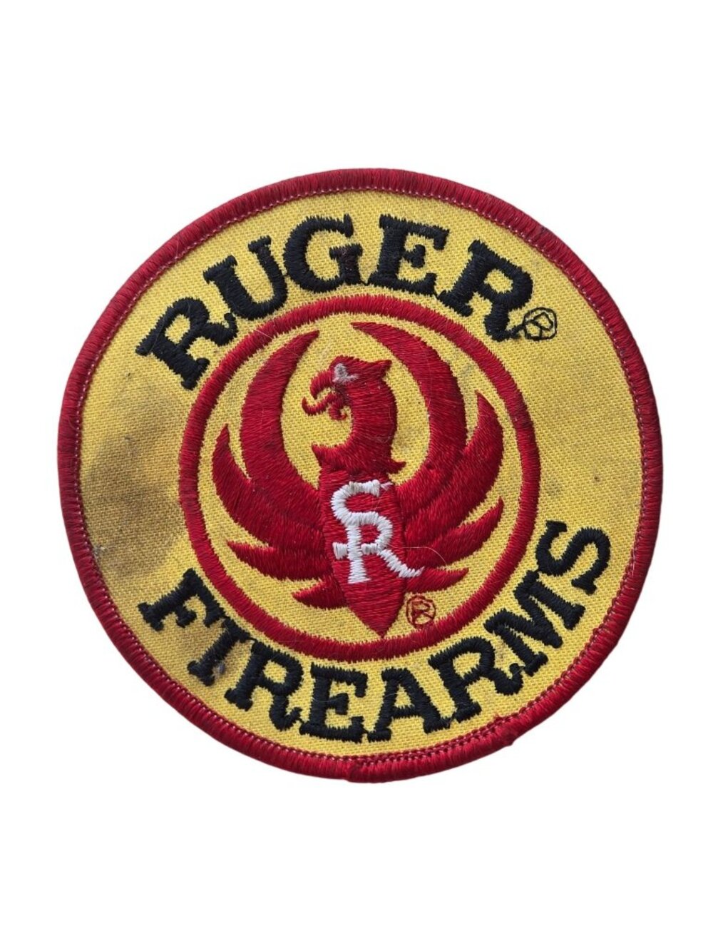 Ruger Firearms Vintage Patch Embroidered Logo Red Yellow Round 4 Inch Hunting
